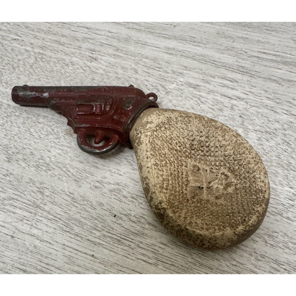 Vintage DieCast Metal-Rubber Bulb Water Gun - Decorative Antique Toy Collectible